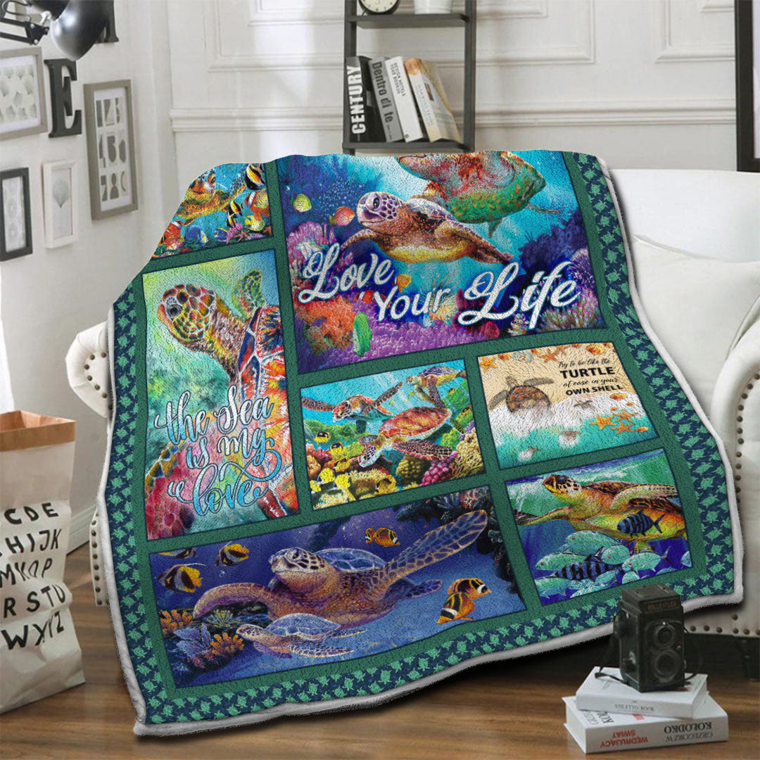 litzzy Turtle Fleece Blanket HST19102530 Fleece Blanket   