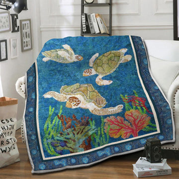 litzzy Turtle Fleece Blanket HST19102532 Fleece Blanket   