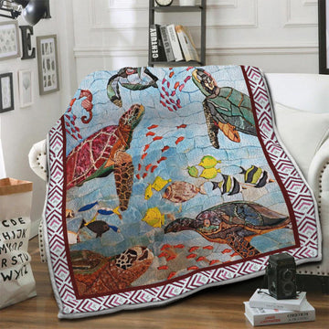 litzzy Turtle Fleece Blanket HST19102534 Fleece Blanket   