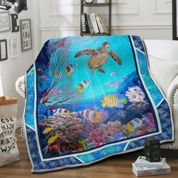 litzzy Turtle Fleece Blanket HST19102535 Fleece Blanket   