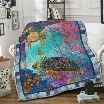 litzzy Turtle Fleece Blanket HST19102546 Fleece Blanket   