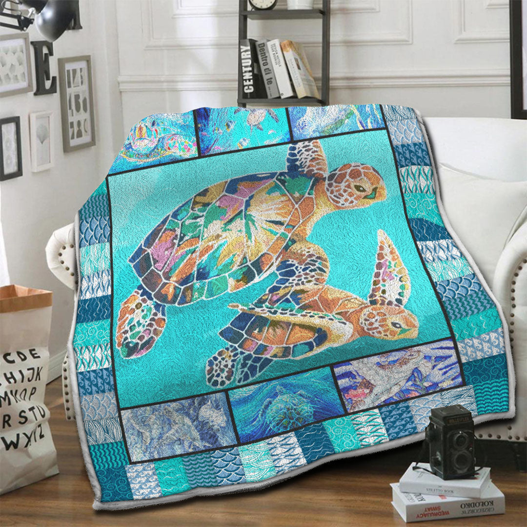 litzzy Turtle Fleece Blanket HST19102547 Fleece Blanket   