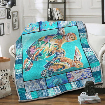 litzzy Turtle Fleece Blanket HST19102547 Fleece Blanket   