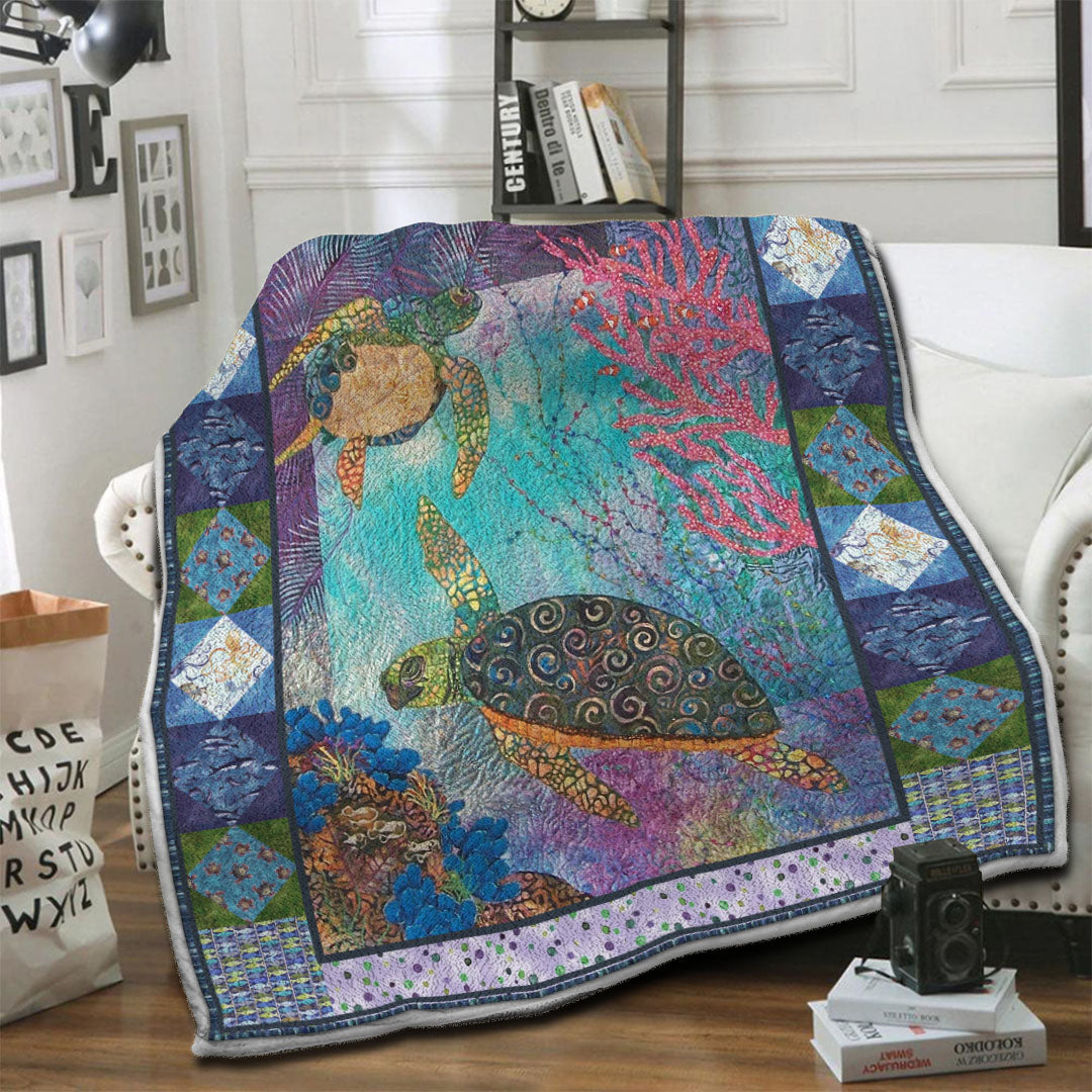 litzzy Turtle Fleece Blanket HST19103454 Fleece Blanket   