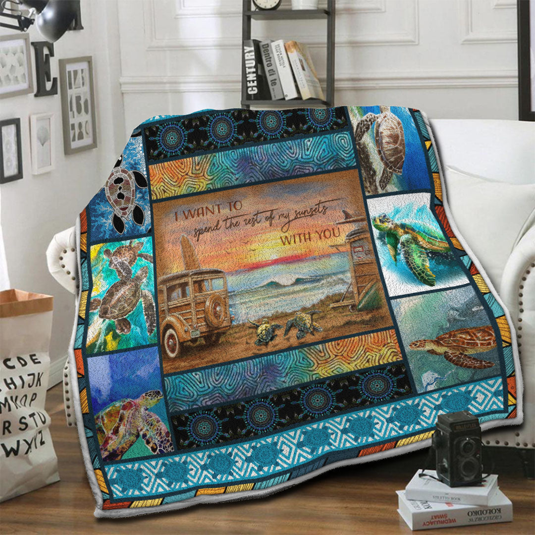 litzzy Turtle Fleece Blanket HST19103466 Fleece Blanket   