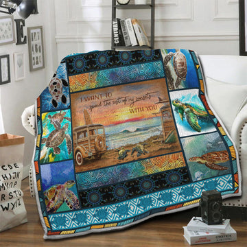litzzy Turtle Fleece Blanket HST19103466 Fleece Blanket   