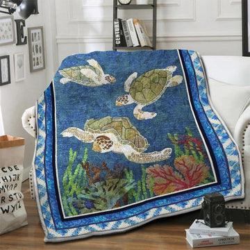 litzzy Turtle Fleece Blanket HST19103469 Fleece Blanket   