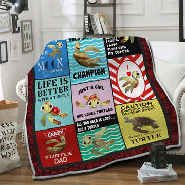 litzzy Turtle Fleece Blanket HST19103475 Fleece Blanket   