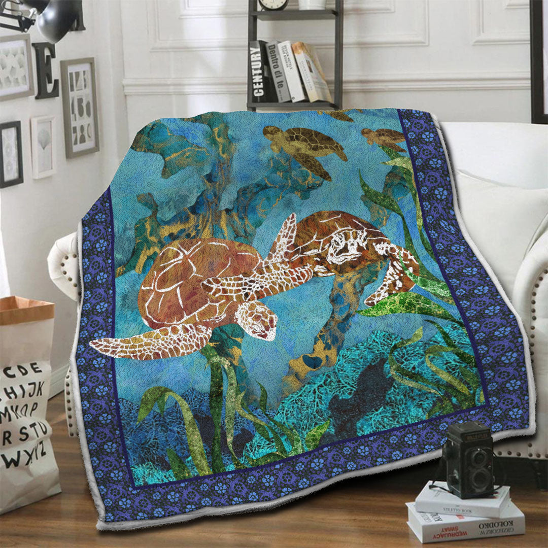 litzzy Turtle Fleece Blanket HST19103876 Fleece Blanket   