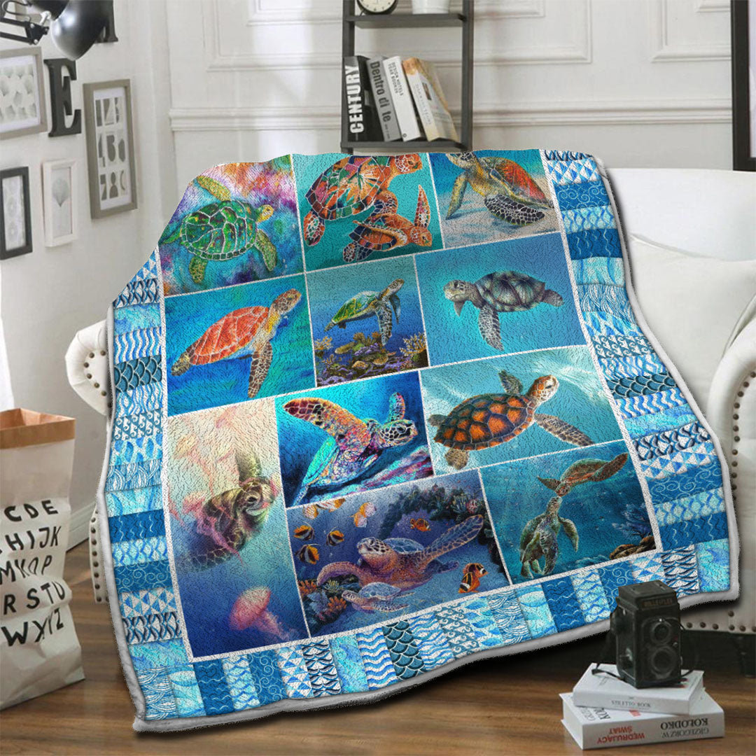 litzzy Turtle Fleece Blanket HST19103888 Fleece Blanket   