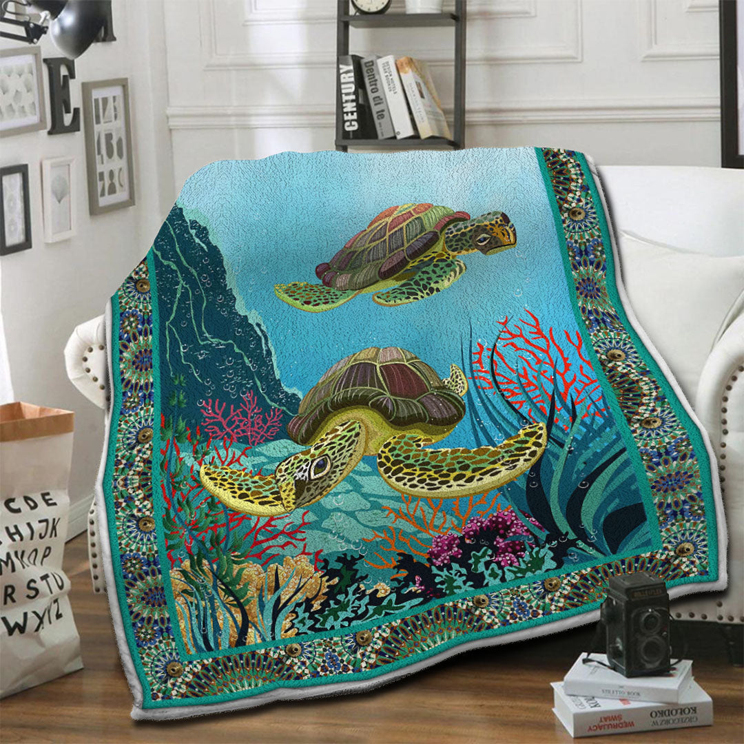 litzzy Turtle Fleece Blanket HST19103890 Fleece Blanket   