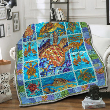 litzzy Turtle Fleece Blanket HST19103891 Fleece Blanket   