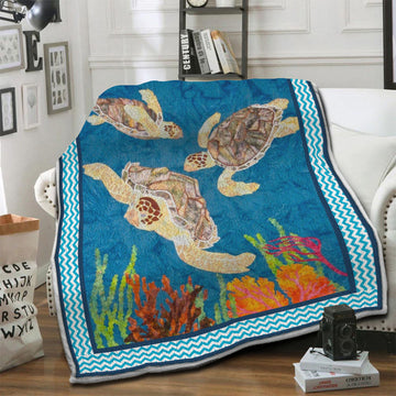 litzzy Turtle Fleece Blanket HST19103901 Fleece Blanket   