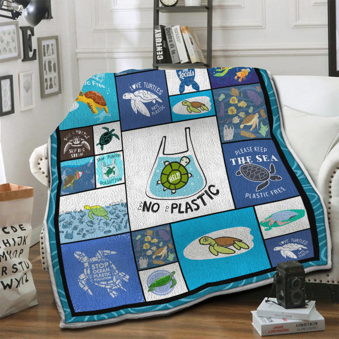 litzzy Turtle Fleece Blanket HST19103903 Fleece Blanket   