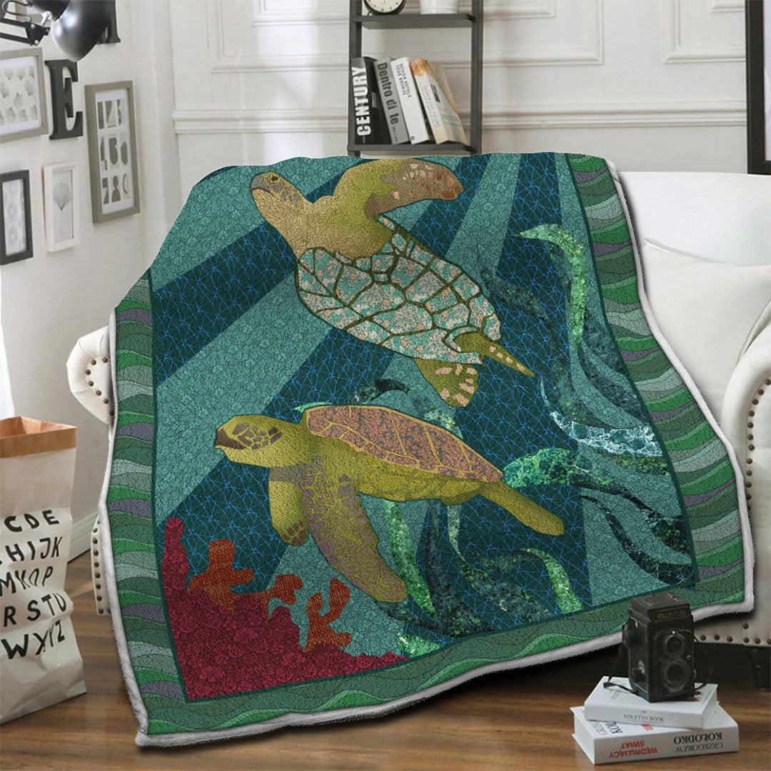 litzzy Turtle Fleece Blanket HST19103909 Fleece Blanket Fleece Blanket   