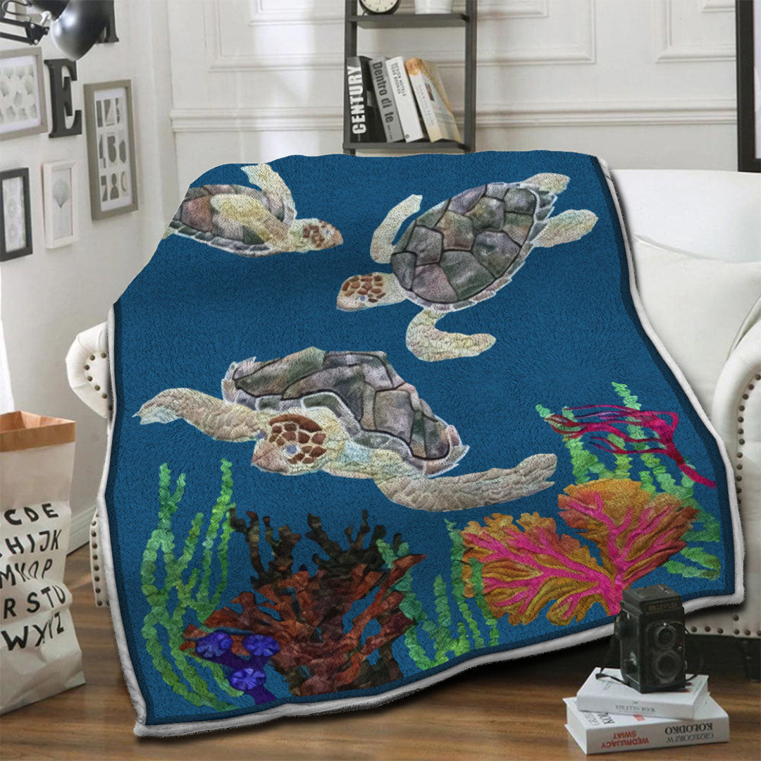 litzzy Turtle Fleece Blanket HST19103916 Fleece Blanket   