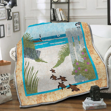 litzzy Turtle Fleece Blanket HST19103918 Fleece Blanket   