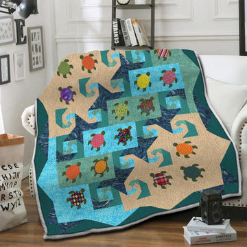 litzzy Turtle Fleece Blanket HST19103919 Fleece Blanket   