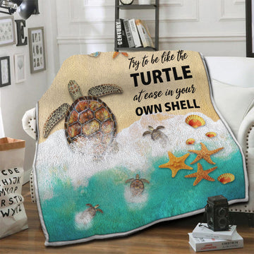 litzzy Turtle Fleece Blanket HST19103923 Fleece Blanket   