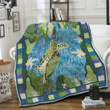 litzzy Turtle Fleece Blanket HST19103924 Fleece Blanket   