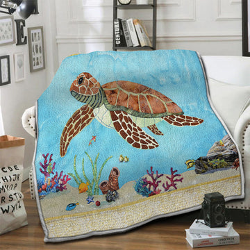 litzzy Turtle Fleece Blanket HST19103933 Fleece Blanket   