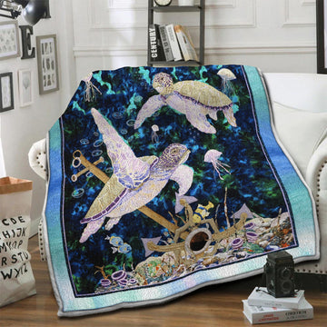 litzzy Turtle Fleece Blanket HST19103936 Fleece Blanket   