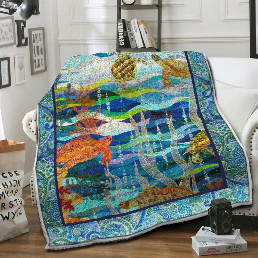 litzzy Turtle Fleece Blanket HST19103941 Fleece Blanket   