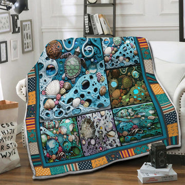 litzzy Turtle Fleece Blanket HST19104089 Fleece Blanket   