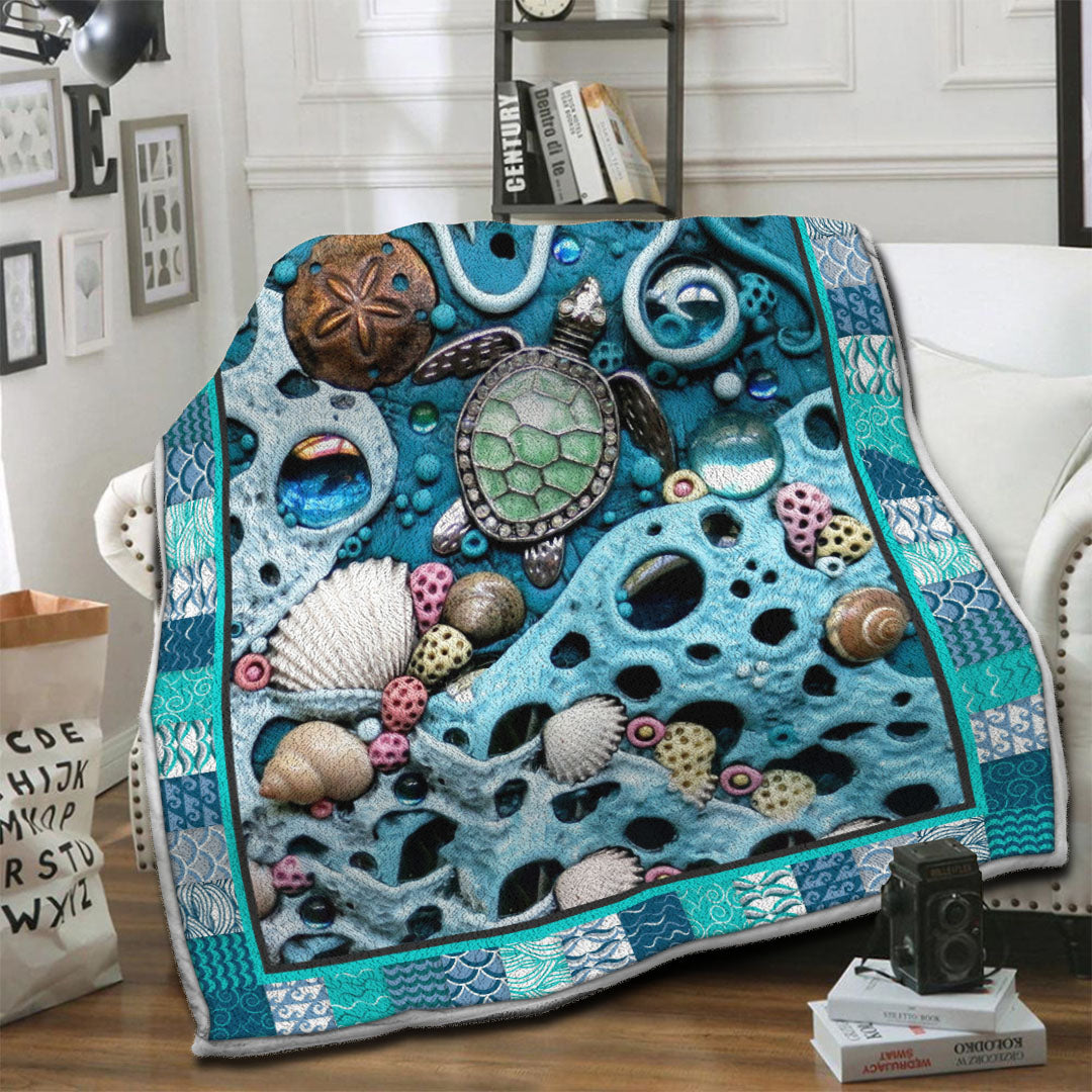 litzzy Turtle Fleece Blanket HST19104090 Fleece Blanket   