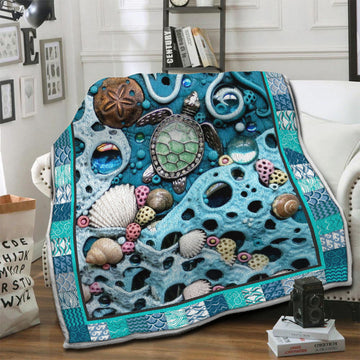 litzzy Turtle Fleece Blanket HST19104090 Fleece Blanket   