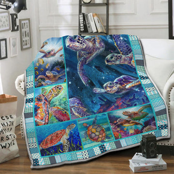 litzzy Turtle Fleece Blanket HST19104093 Fleece Blanket   