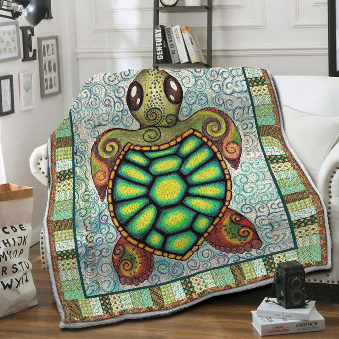 litzzy Turtle Fleece Blanket HST19104096 Fleece Blanket   