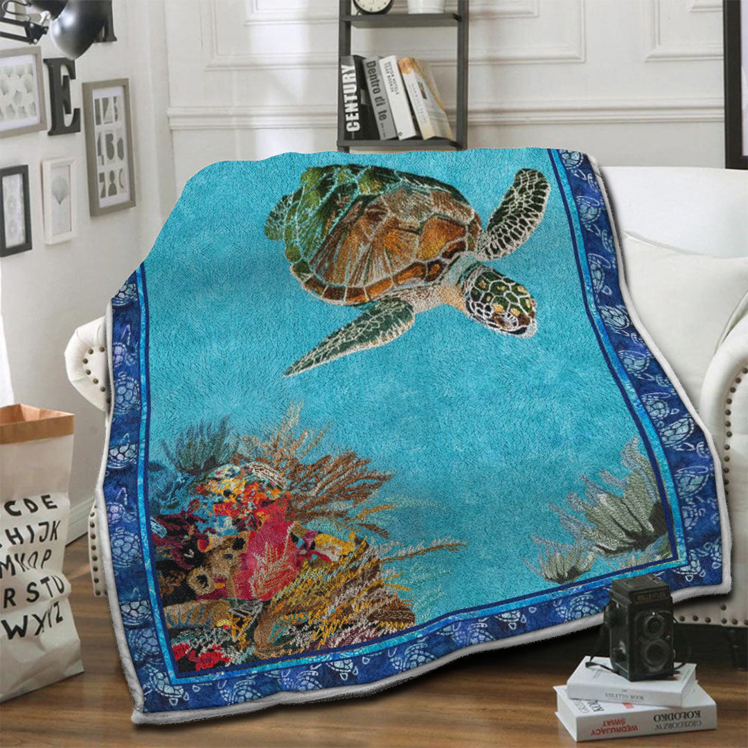 litzzy Turtle Fleece Blanket HST19104097 Fleece Blanket   