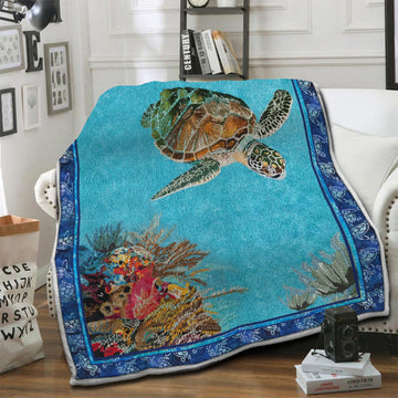 litzzy Turtle Fleece Blanket HST19104097 Fleece Blanket   