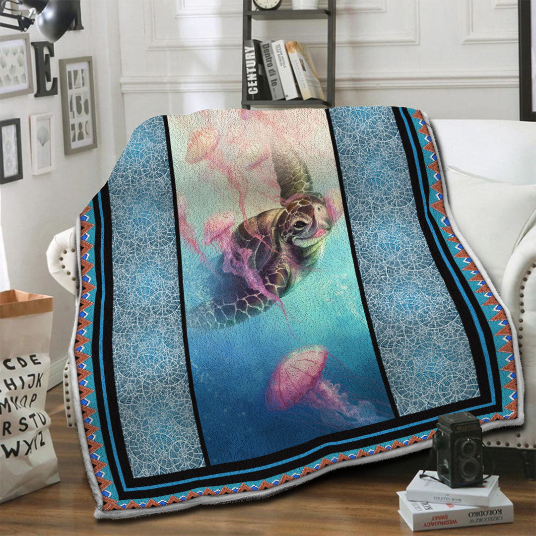 litzzy Turtle HQT16101232 Fleece Blanket Fleece Blanket   