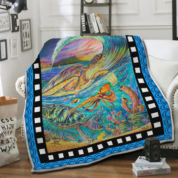 litzzy Turtle HQT16101234 Fleece Blanket Fleece Blanket   