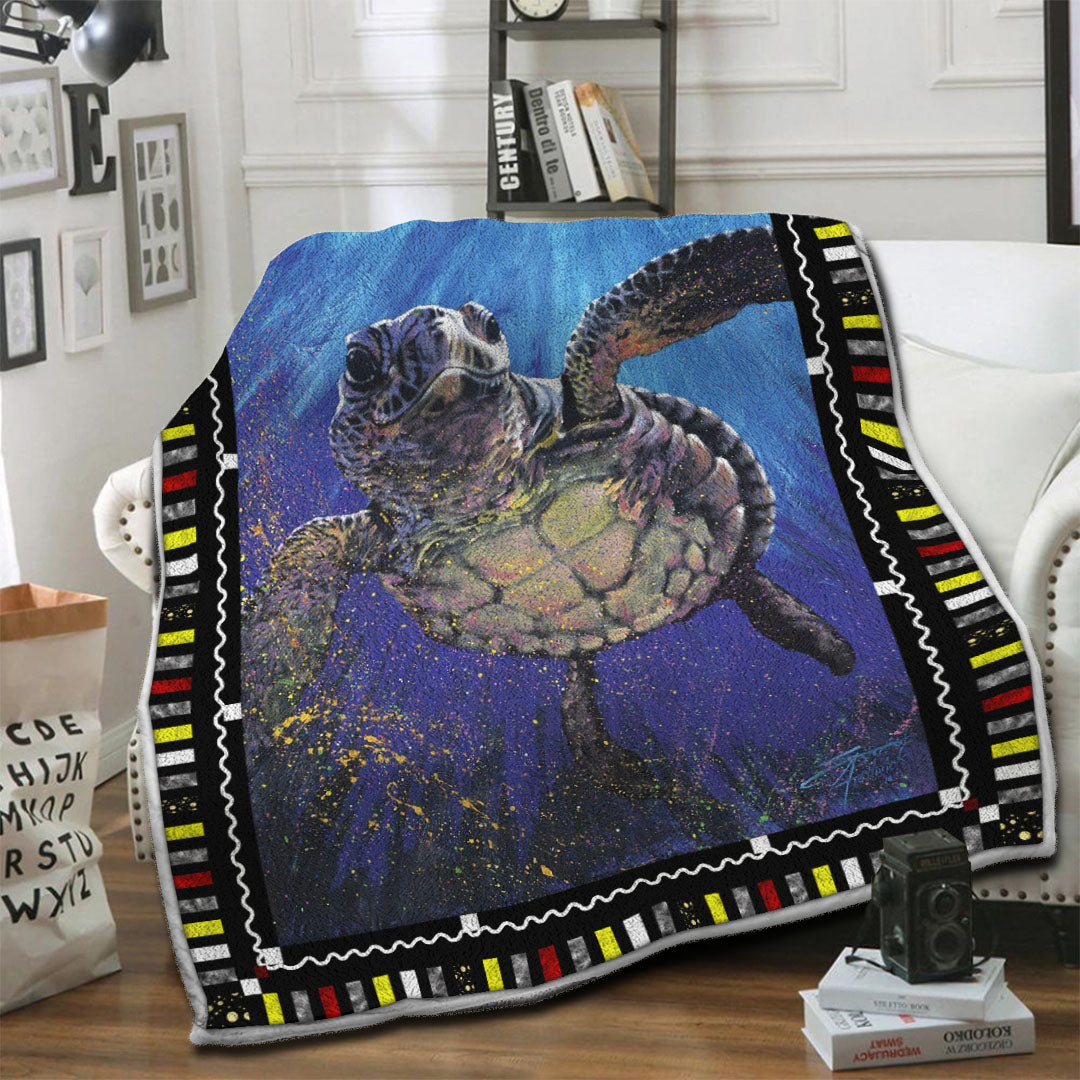 litzzy Turtle HQT16101237 Fleece Blanket Fleece Blanket   