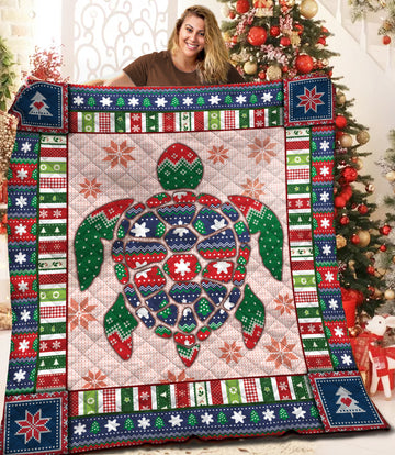 litzzy Turtle Christmas AAA161035TA Fleece Blanket Quilt Blanket   