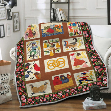 litzzy Twelve Days of Christmas Fleece Blanket HST19103947 Fleece Blanket   