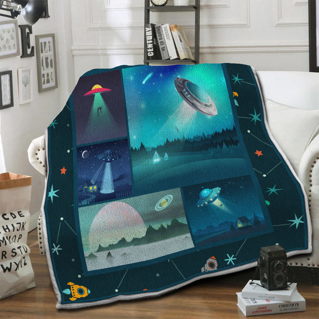 litzzy UFO HQT16101238 Fleece Blanket Fleece Blanket   