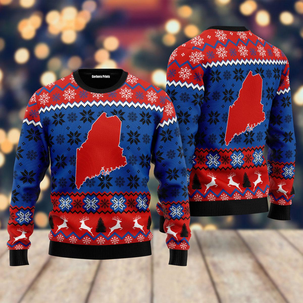 litzzy Sweet Home Maine Ugly Christmas Sweater | For Men & Women | Adult | US4440 - Ugly Sweater Gift For Lover sweater   