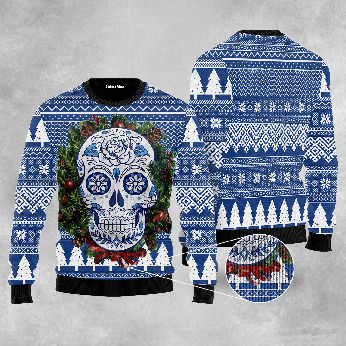 litzzy Awesome Sugar Skull Ugly Christmas Sweater | For Men & Women | Adult | US5283 - Ugly Sweater Gift For Lover sweater   