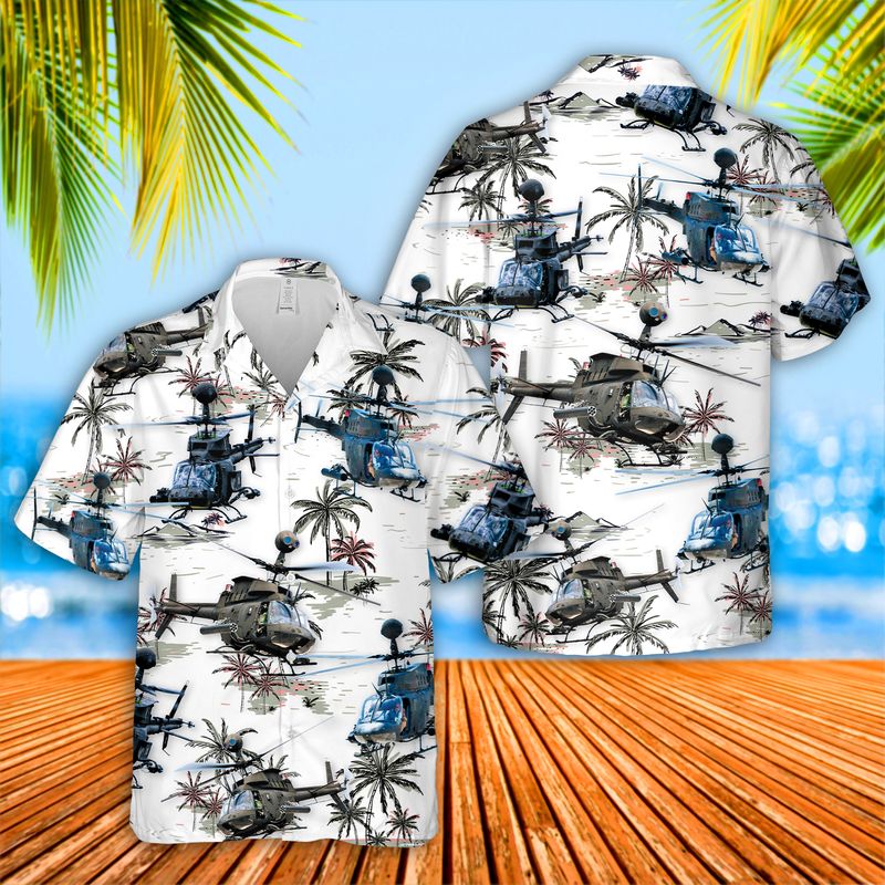 litzzy US Army Bell OH-58 Kiowa Hawaiian Shirt - Aloha shirt Hawaiian Hawaii Shirt For Summer Hawaii Shirt S  
