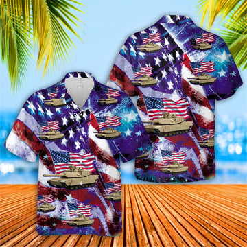 litzzy US Army M1 Abrams 4th Of July Hawaiian Shirt - Aloha shirt Hawaiian Hawaii Shirt For Summer Hawaii Shirt   