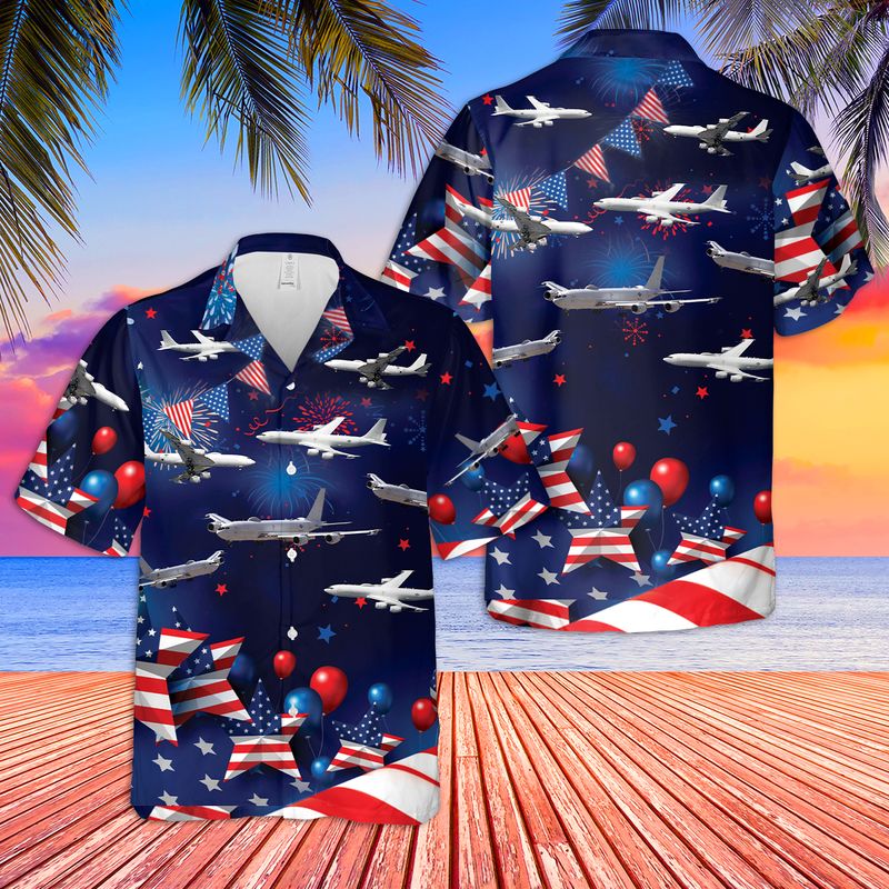 litzzy US Navy Boeing E-6 Mercury 4th Of July Hawaiian Shirt, Short Sleeve Hawaiian shirt for men - Aloha shirt Hawaiian Hawaii Shirt For Summer Hawaii Shirt   