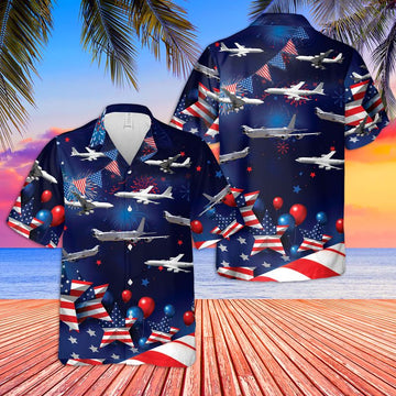 litzzy US Navy Boeing E-6 Mercury 4th Of July Hawaiian Shirt, Short Sleeve Hawaiian shirt for men - Aloha shirt Hawaiian Hawaii Shirt For Summer Hawaii Shirt   