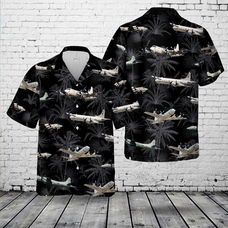 litzzy US Navy Lockheed P-3 Orion black Hawaiian shirt, Short Sleeve Hawaiian shirt for men - Aloha shirt Hawaiian Hawaii Shirt For Summer Hawaii Shirt S  