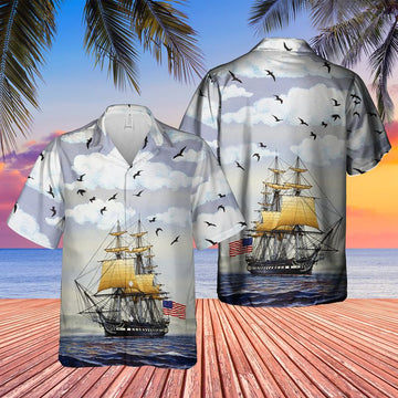 litzzy US Navy USS Constitution Hawaiian Shirt, Short Sleeve Hawaiian shirt for men - Aloha shirt Hawaiian Hawaii Shirt For Summer Hawaii Shirt   