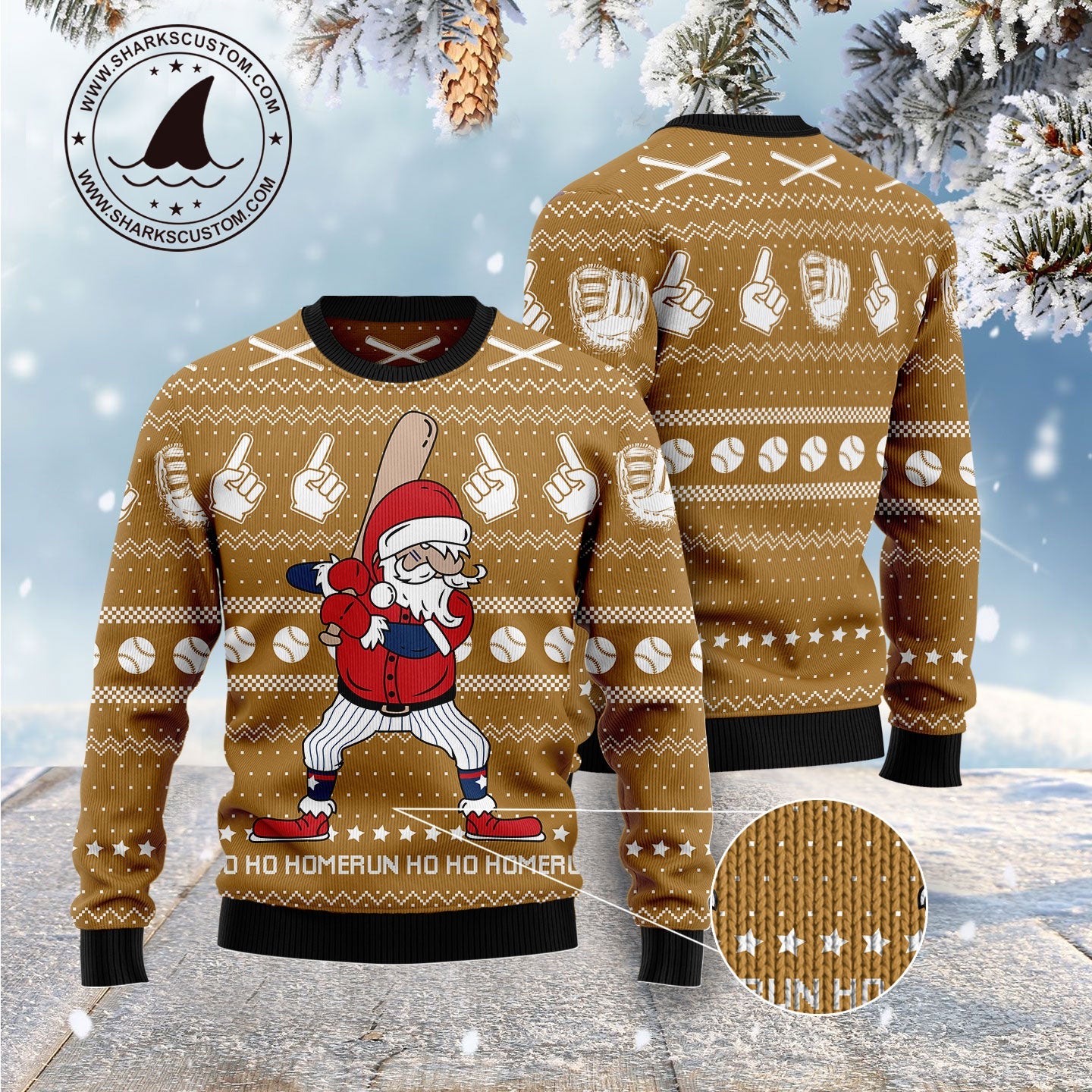 litzzy Baseball Ho Ho Homerun G51023 Ugly Christmas Sweater -  Best Gift For Christmas, Noel Malalan - Christmas Signature sweater   