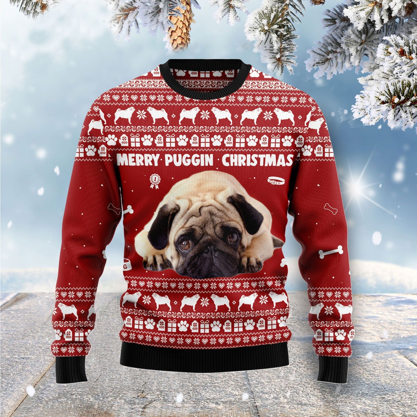 litzzy Merry Puggin Christmas G5112 Ugly Christmas Sweater -  Best Gift For Christmas, Noel Malalan - Christmas Signature sweater   
